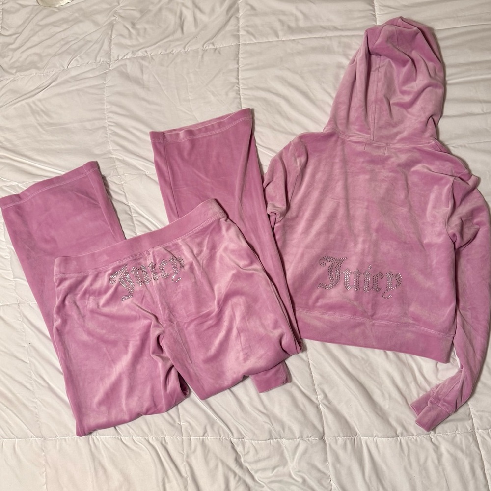 NWT Large Juicy Couture Velour Bling Hoodie & Pants Set